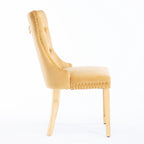 A&A Furniture,Nikki Collection Modern, High-end Tufted Solid Wood Contemporary Velvet Upholstered Dining Chair with Golden Stainless Steel Plating Legs,Nailhead Trim,Set of 2,Gold, SW1601GL - Grand Goldman Shop