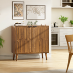 Farmhouse Style Sideboard Buffet Cabinet with Storage, Walnut Wood Coffee Bar Cabinet, 31.5' W - Grand Goldman Shop