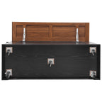 K&K 53'' Farmhouse Kitchen Island with Two Tempered Glass Cabinet Doors, Power Outlet, Rolling Kitchen Cart on Wheels with Drop Leaf, 5 Open Side Racks, 3 Drawers, for Kitchen, Dining Room, Black - Grand Goldman Shop
