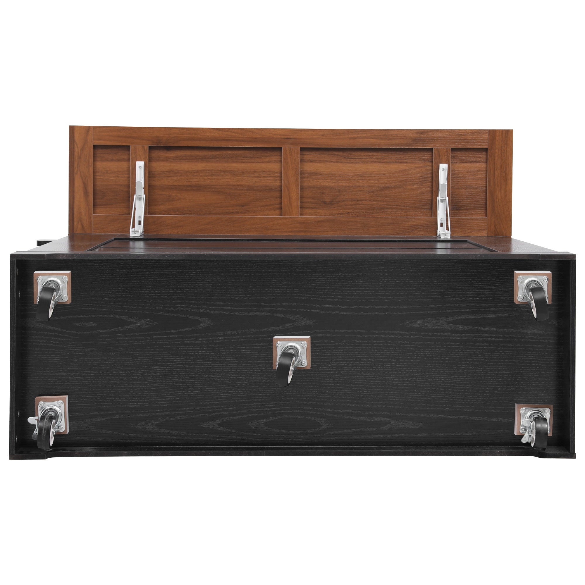 K&K 53'' Farmhouse Kitchen Island with Two Tempered Glass Cabinet Doors, Power Outlet, Rolling Kitchen Cart on Wheels with Drop Leaf, 5 Open Side Racks, 3 Drawers, for Kitchen, Dining Room, Black - Grand Goldman Shop
