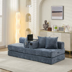 Comfy Convertible Folding Mattress Couch, Floor Sofa Bed, Chenille Floor Sofa with Armrest, Floor Sofa Lounge Couch for Living Room Bedroom Lounge Studio-Blue - Grand Goldman Shop