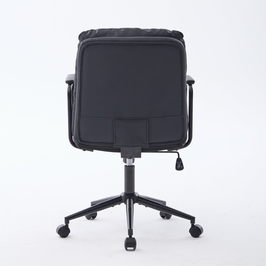 Office Chair,Mid Back Home Office Desk Task Chair with Wheels and Arms Ergonomic PU Leather Computer Rolling Swivel Chair wit