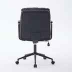 Office Chair,Mid Back Home Office Desk Task Chair with Wheels and Arms Ergonomic PU Leather Computer Rolling Swivel Chair wit