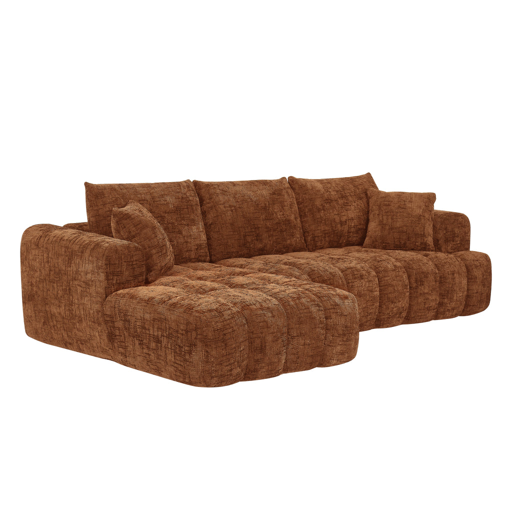 Chenille L-Shape Luxury Sectional Oversized Sofa,Mnimalist Design,Comfy Sleeper Couch for Living Room,Apartment&Reception Spaces,No Assembly Required - Grand Goldman Shop