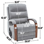 Power Grey Chenille Lift Recliner Chair Dual Motor Infinite Position Up to 350 LBS with Solid Wood Armrests, Heat Massage and Heavy Duty Motion Mechanism - Grand Goldman Shop