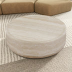 35.43'' Faux MARS Pattern Coffee Tables for Living Room Round Tea Faux Travertine Textured  table for Living Room, No Need Assembly. - Grand Goldman Shop