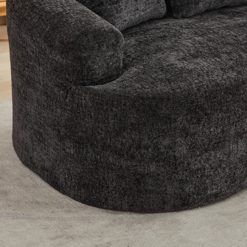 Curved Loveseat, Small Chenille Sofa with 3 Pillows, Deep Seat Couch for Apartment, Living Room, No Assembly Needed - Grand Goldman Shop