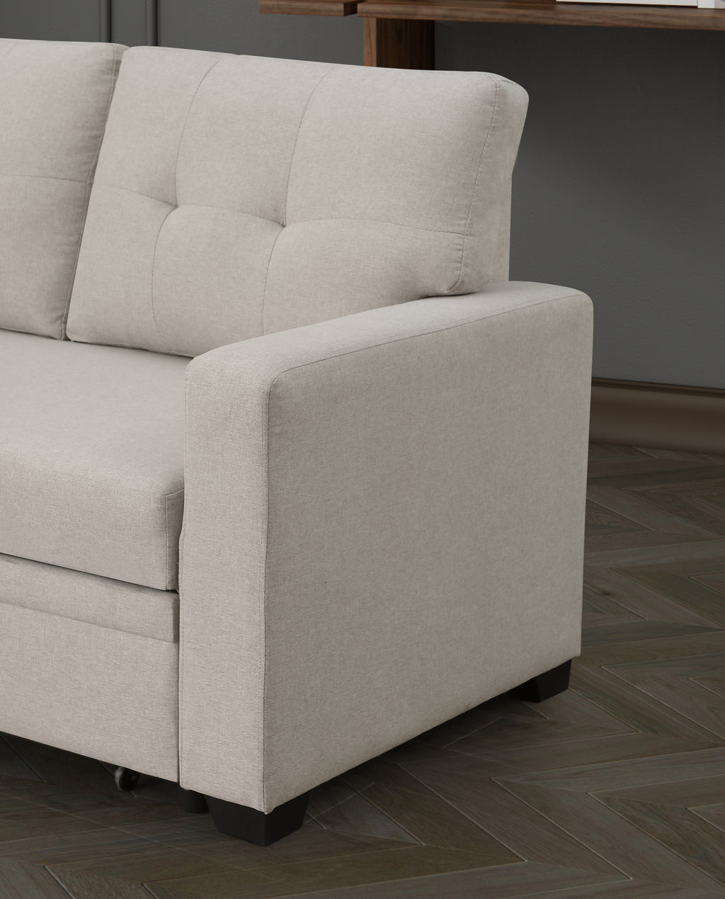 Convertible Upholstered Sectional Sofa with Pull-out Chaise - Grand Goldman Shop