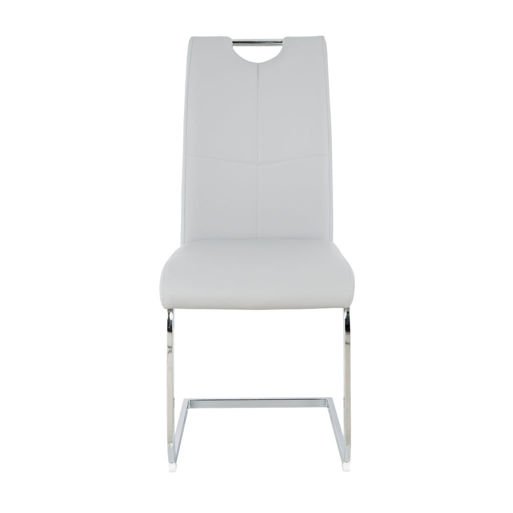 Modern Dining Chairs with Faux Leather Padded Seat Dining Living Room Chairs Upholstered Chair with Chrome Metal Legs Design for Kitchen, Living, Bedroom, Dining Room Side Chairs Set of 4 - Grand Goldman Shop