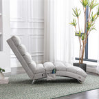 Light Grey Linen Massage Chaise Lounge Indoor with Remote Control, Ergonomic Electric Massage Lounger with 5 Modes - Grand Goldman Shop