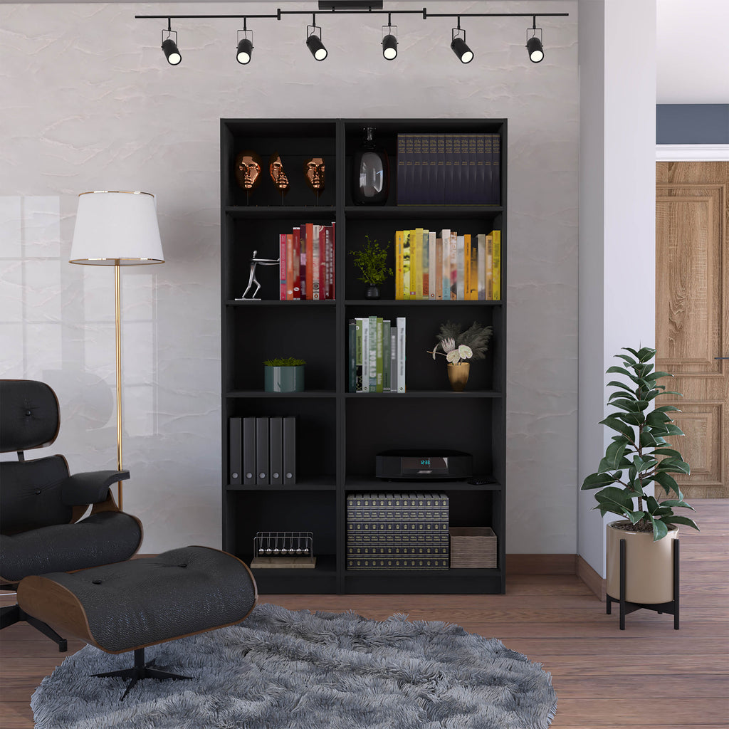 Kenyon 2 Piece Home Bookcase set, 42' Wide with 10 Shelves, Living Room Set Black | Premium Home Decor - Grand Goldman