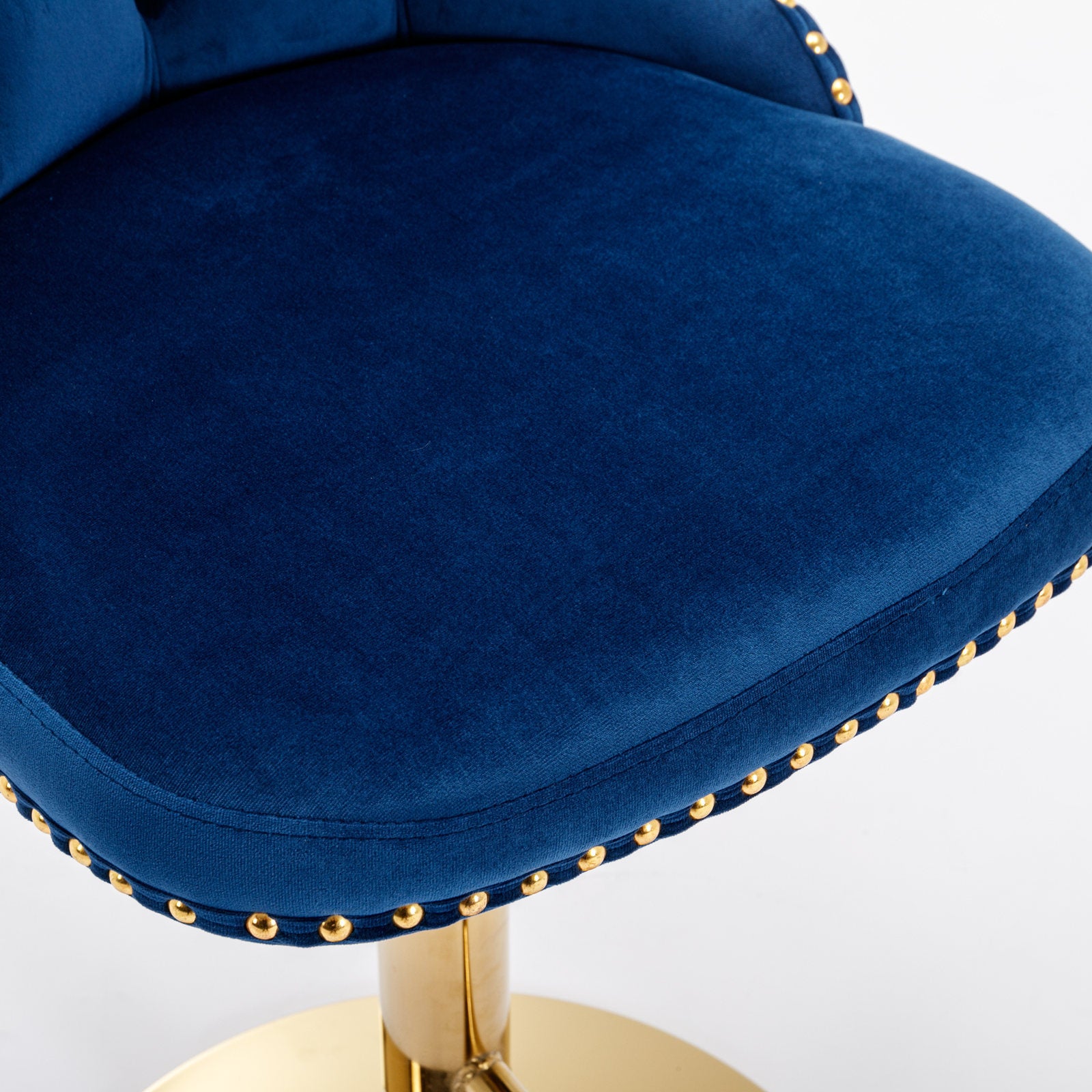 A&A Furniture,Golden Swivel Velvet Barstools Adjusatble Seat Height from 25-33 Inch, Modern Upholstered Bar Stools with Backs Comfortable Tufted for Home Pub and Kitchen Island,Blue,Set of 2 - Grand Goldman Shop
