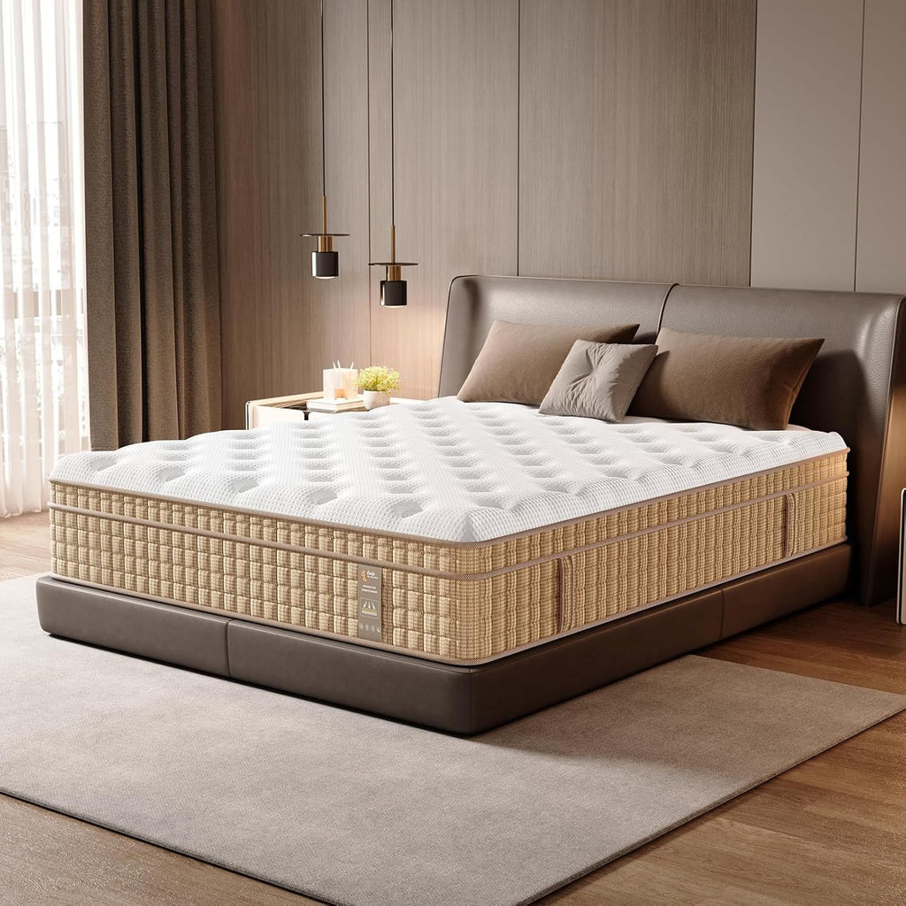 Queen Mattress 14 Inch, 7-Zone Contouring Bed in a Box,Firm Hotel Collection Hybrid Mattresses with Extra Lumbar & Shoulder Support - Grand Goldman Shop