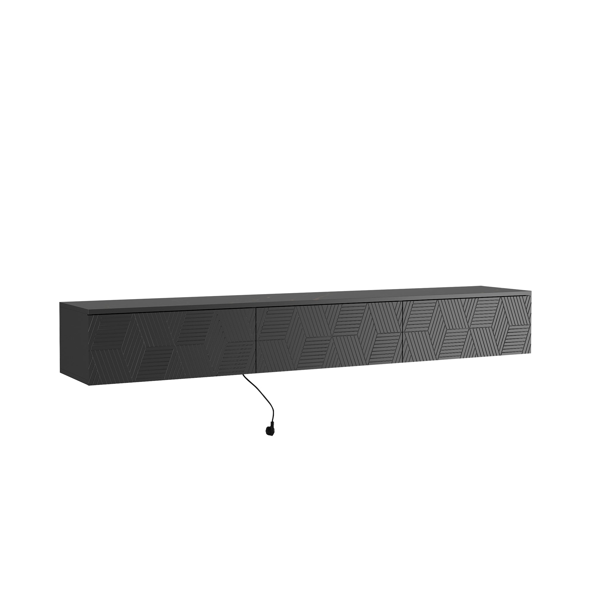 Floating TV Stand Wall Mounted with 16 Color LEDs,67' Modern TV Stand, Floating TV Cabinet Entertainment Center for 55 60 65 Inch TV,Black - Grand Goldman Shop