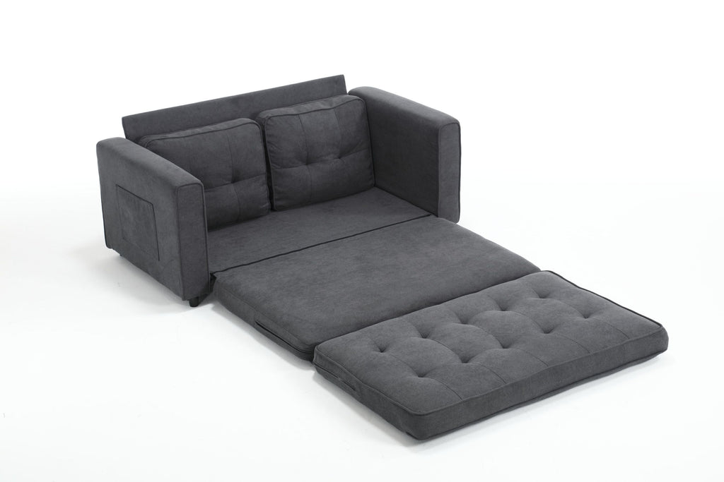 3 Fold Sofa,Convertible Futon Couch sleeper sofabed,Space saving loveseat,Pull Out Couch Bed for Living Room,Dark Gray & Light Gray & Beige,Velvet linen fabric - Grand Goldman Shop