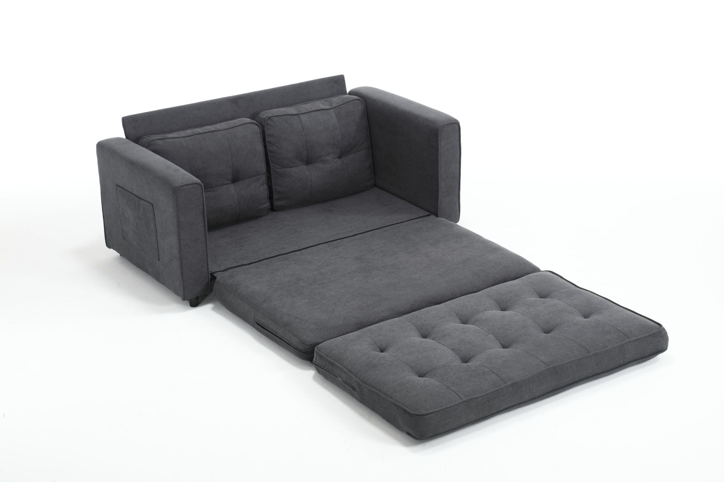 3 Fold Sofa,Convertible Futon Couch sleeper sofabed,Space saving loveseat,Pull Out Couch Bed for Living Room,Dark Gray & Light Gray & Beige,Velvet linen fabric - Grand Goldman Shop