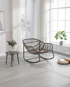 Outdoor Rattan Rocking Chair,Padded Cushion Rocker Recliner Chair Outdoor for Front Porch, Living Room, Patio, Garden, Grey - Grand Goldman Shop