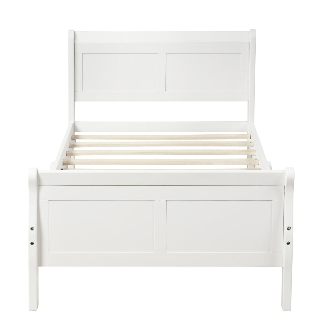 Minimalist Wood Platform Bed Twin Mattress Foundation with Headboard Footboard Solid Wood Support - Grand Goldman Shop