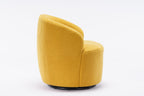 Teddy Fabric Swivel Accent Armchair Barrel Chair With Black Powder Coating Metal Ring,Yellow - Grand Goldman Shop