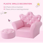 Kids Sofa Set, Children's Upholstered Sofa with Footstool, Princess Sofa with Diamond Decorations, Baby Sofa Chair for Toddle