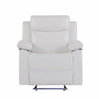 Blanche White 3PC Reclining Sofa and Loveseat with LED Lights, Speaker, Wood Frame, Medium Firm Seating, White - Grand Goldman Shop
