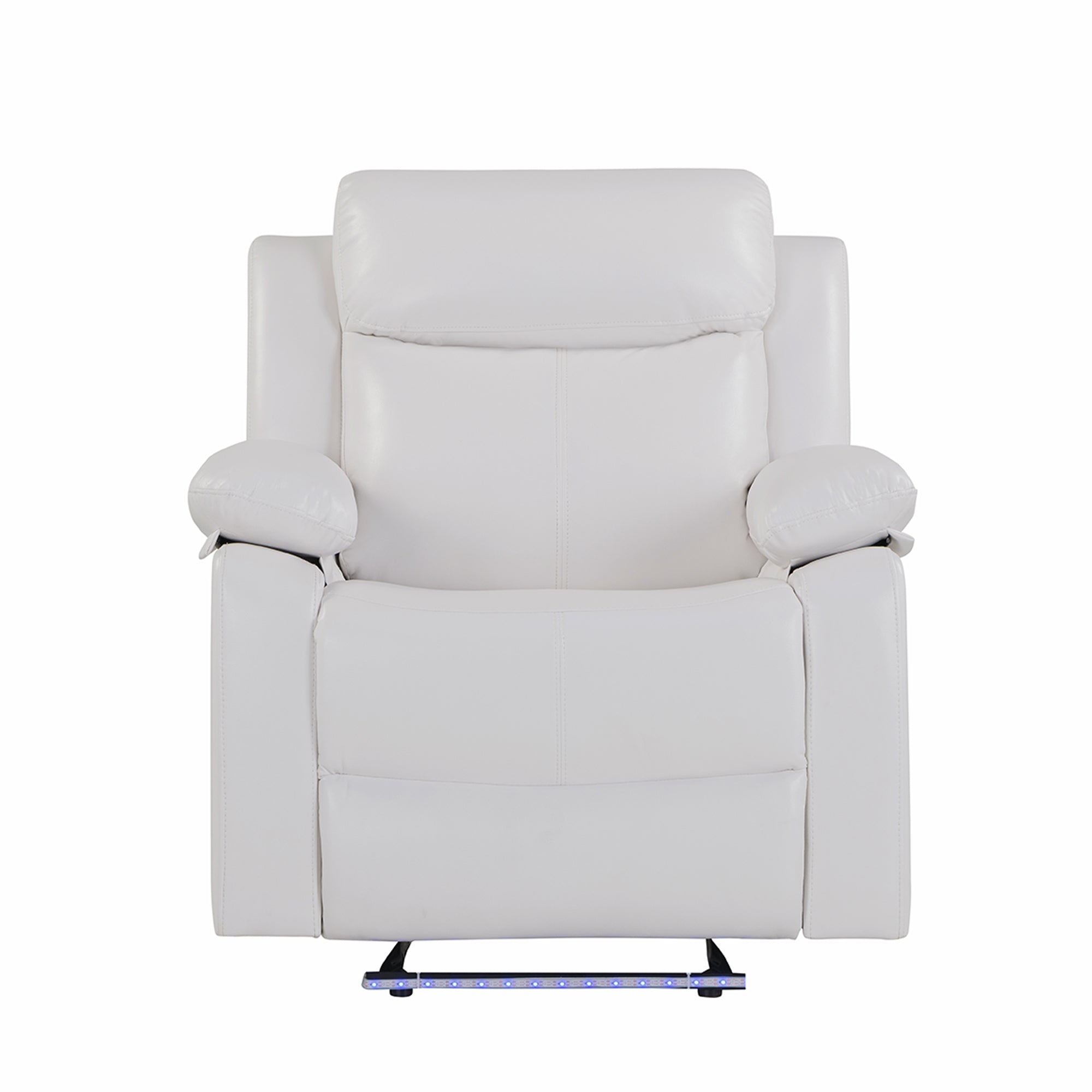 Blanche White 3PC Reclining Sofa and Loveseat with LED Lights, Speaker, Wood Frame, Medium Firm Seating, White - Grand Goldman Shop