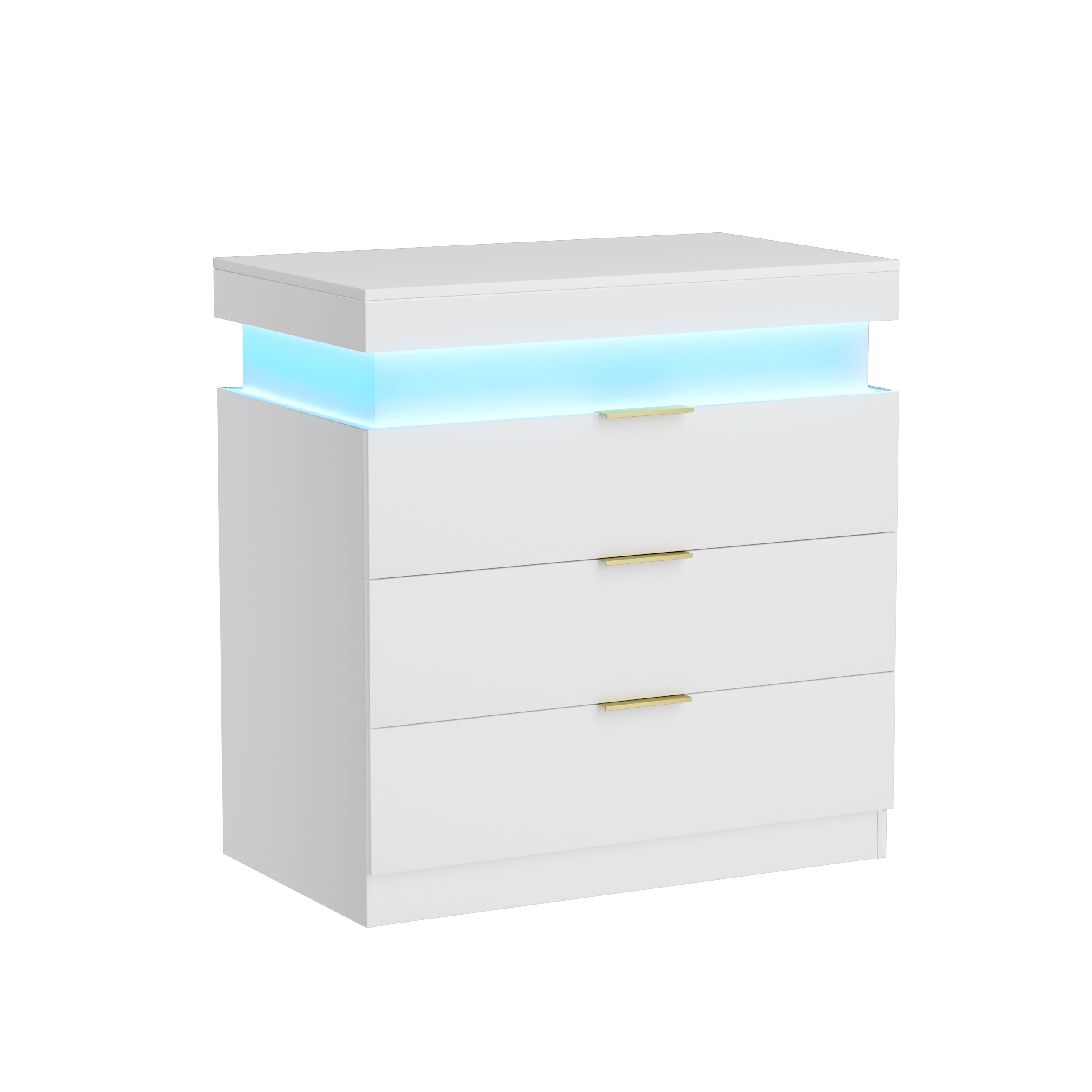 Nightstand with Charging Station and LED Lights,Night Stand with Sliding Top for Bedroom,Bedside Table with Drawers,Modern End Side Table,White.28.8''W x 17''D x 30.5''H. - Grand Goldman Shop