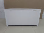 Kids Wooden Toy Box Storage with Safety Hinged Lid for Ages 2+ (White) - Grand Goldman