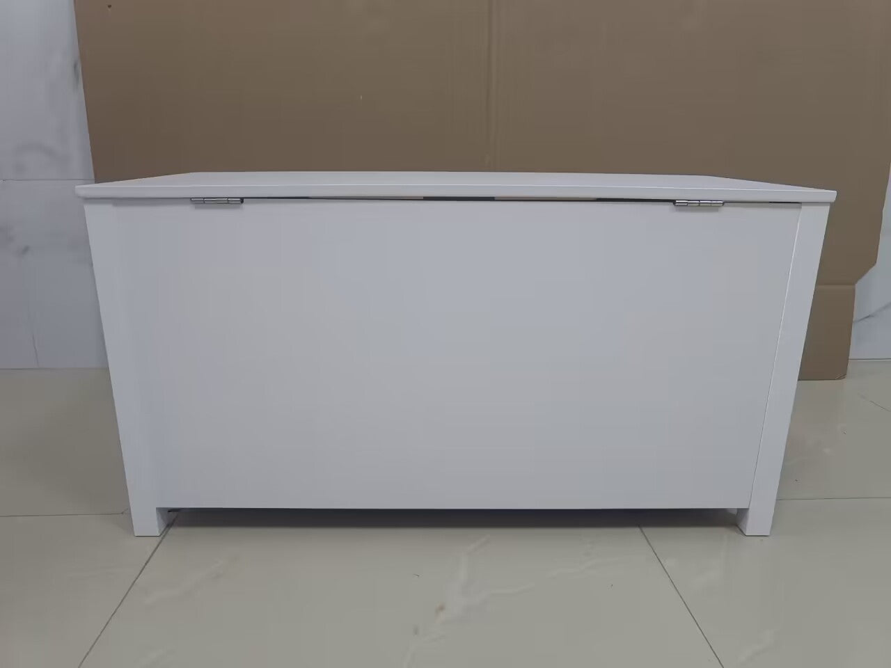 Kids Wooden Toy Box Storage with Safety Hinged Lid for Ages 2+ (White) - Grand Goldman