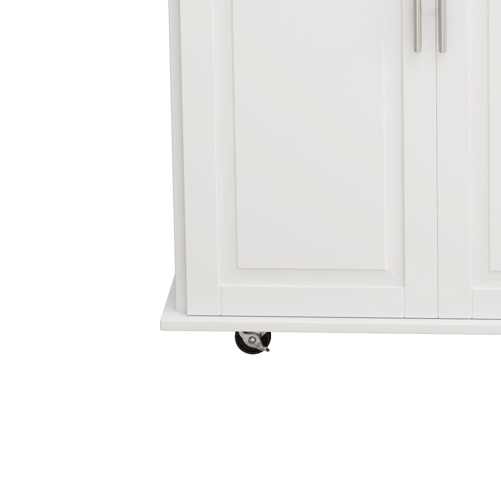 White Kitchen Island Cart with 2 Door Cabinet, 3 Drawers, Spice Rack & Towel Rack, Solid Wood Top, 43.31 Inch Width - Grand Goldman Shop