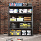 Industrial Heavy-Duty 5 Tier Metal Garage Shelving Unit, 2000LBS Capacity, Adjustable Storage Rack, Black, 31.5'W x 15.7'D x 63'H - Grand Goldman Shop