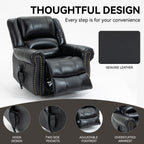 Power Lift Recliner Chair Heat Massage Dual Motor Infinite Position Up to 350 LBS, Genuine Leather, Heavy Duty Motion Mechanism with USB Ports, Black - Grand Goldman Shop