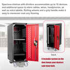 16 Bay Mobile School Charging Cart Station for Chromebook, Tablet and Laptop Computer with Power Strip Included, Assembly Req