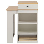 K&K 59.5' Kitchen Island with Extendable Dining Table, Kitchen Storage Table with Double-sided Storage, Kitchen Island with 2 Drawers, Power Outlet, Side Open Shelves, for Kitchen, Dining Room, White - Grand Goldman Shop