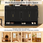 U-Style Farmhouse Sideboard with 3 Drawers & 4 Doors,59.1' Multi-Functional Storage Buffet with Adjustable Shelf and Open Storage Compartments, Suitable for Dining Room, Living Room, Entryway. - Grand Goldman Shop