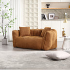 Cozy Beanbag Chair with High Resilience Foam Core for Two - Yellow Chenille, 66x35x25 inches - Grand Goldman Shop
