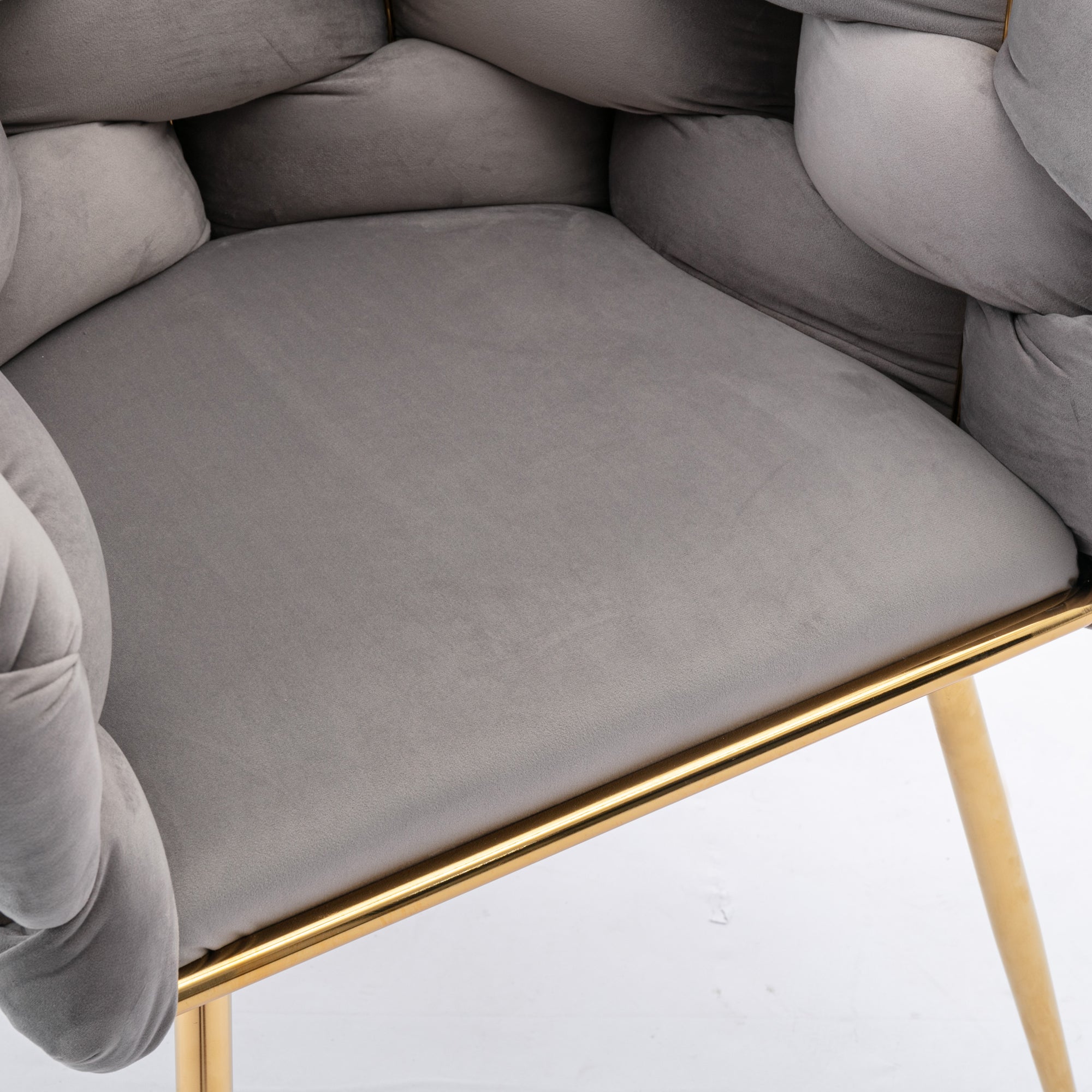 Luxury Modern Simple Leisure Velvet Single Sofa Chair Bedroom Lazy Person Household Dresser Stool Manicure Table Back Chair Gray - Grand Goldman Shop