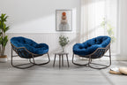 Outdoor Rattan Rocking Chair,Padded Cushion Rocker Recliner Chair Outdoor for Front Porch, Living Room, Patio, Garden, Navy Blue - Grand Goldman Shop