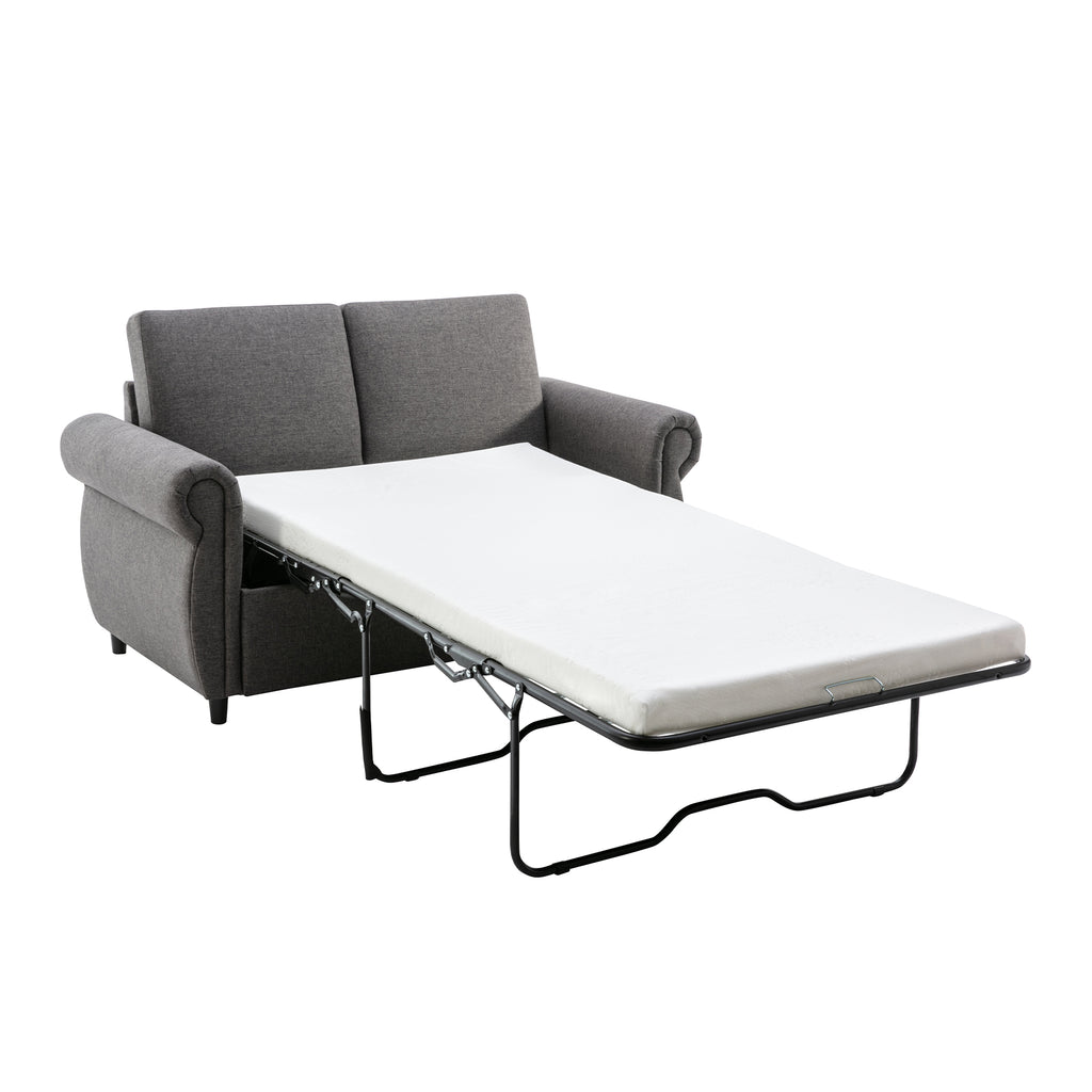 Orisfur Pull Out Sofa Bed Loveseat Sleeper with Twin Size Memory Mattress and USB Ports, Grey Linen, 57.9' - Grand Goldman Shop