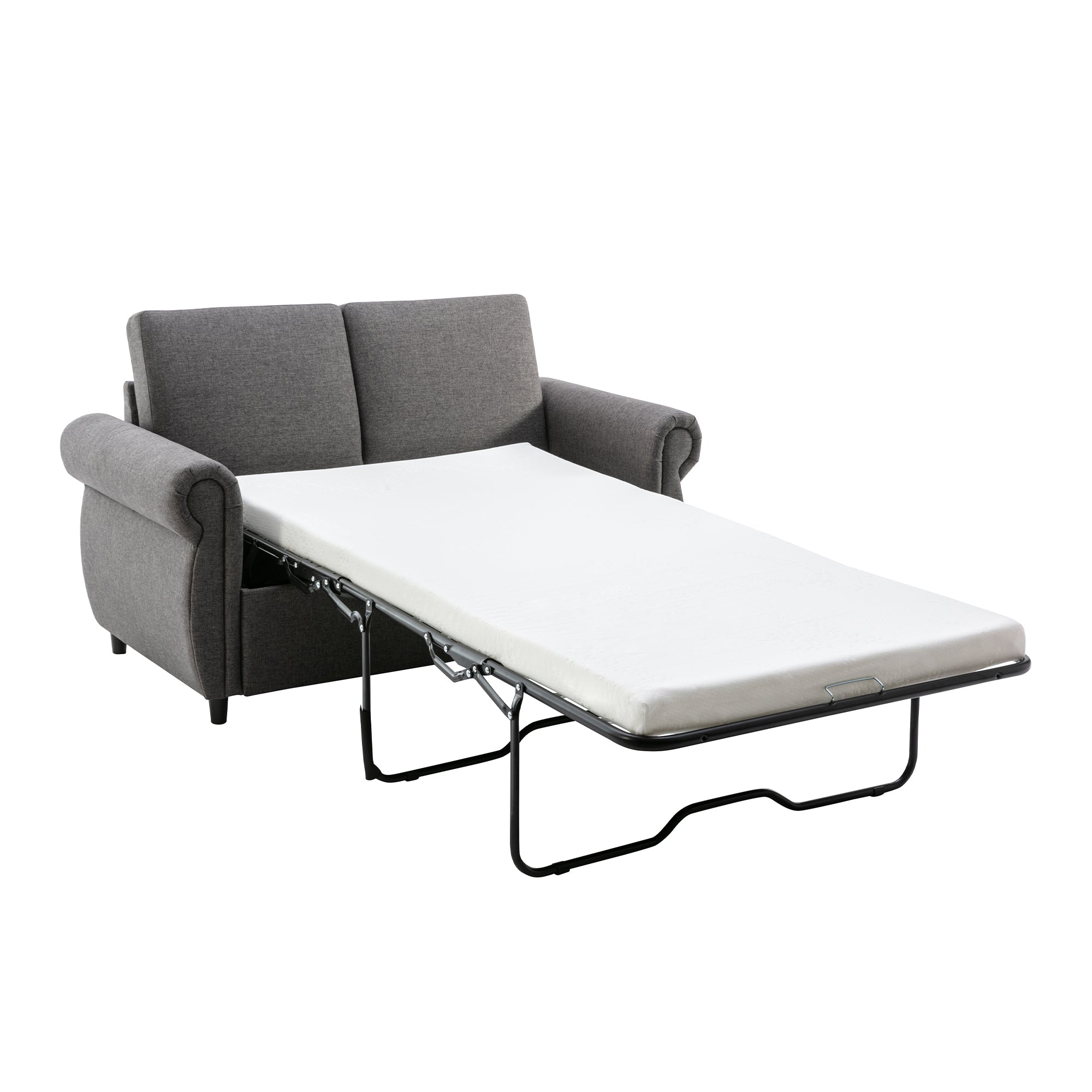 Orisfur Pull Out Sofa Bed Loveseat Sleeper with Twin Size Memory Mattress and USB Ports, Grey Linen, 57.9' - Grand Goldman Shop