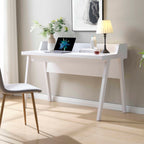 Home office writing desk Ground outlet USB-A ports finished on the back Wooden leg frame - Grand Goldman