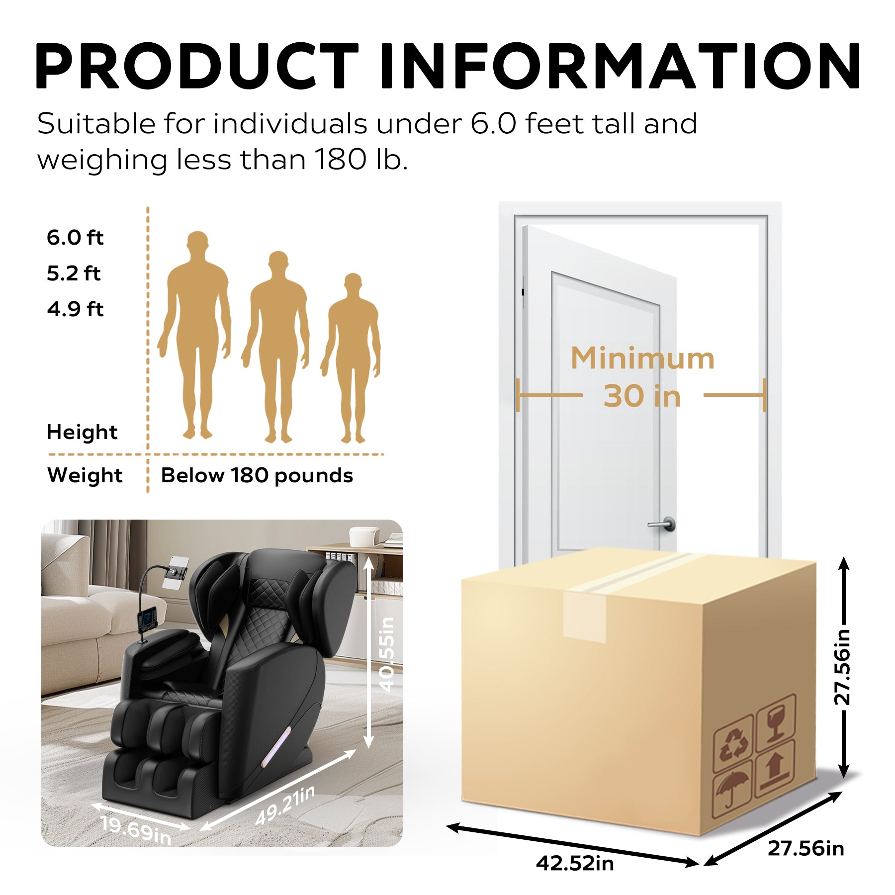 2024 Massage Chair Recliner with Zero Gravity with Full Body Air Pressure - Grand Goldman Shop
