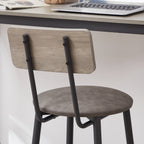 Bar Table Set with 2 Bar stools PU Soft seat with backrest, Grey, 43.31'' L x 15.75'' W x 35.43'' H. - Grand Goldman Shop