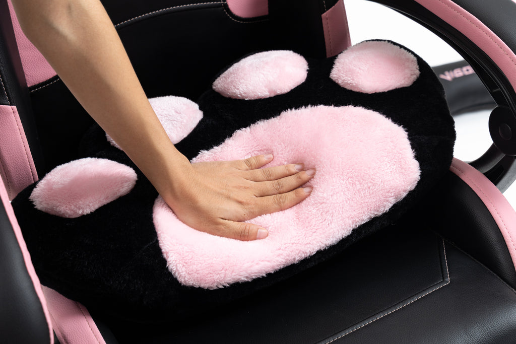 Cute Cat Gaming Chair with Paw Lumbar Cushion, PC Video Gamer Chair for Girl Teen Woman (Black) | Premium Home Decor - Grand 