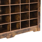 ON-TREND Sleek Design 24 Shoe Cubby Console, Modern Shoe Cabinet with Curved Base, Versatile Sideboard with High-quality for Hallway, Bedroom, Living Room, Rustic Brown - Grand Goldman Shop