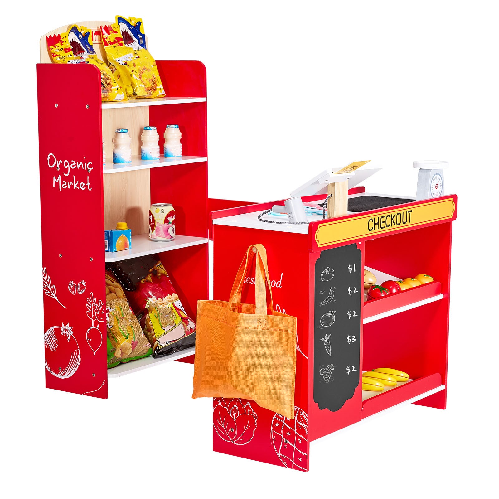 Kids Grocery Store Playset Supermarket Play Toy Set with Cash Register - Grand Goldman