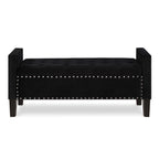 Upholstered Tufted Button Storage Bench with nails trim,Entryway Living Room Soft Padded Seat with Armrest,Bed Bench-Black - Grand Goldman Shop