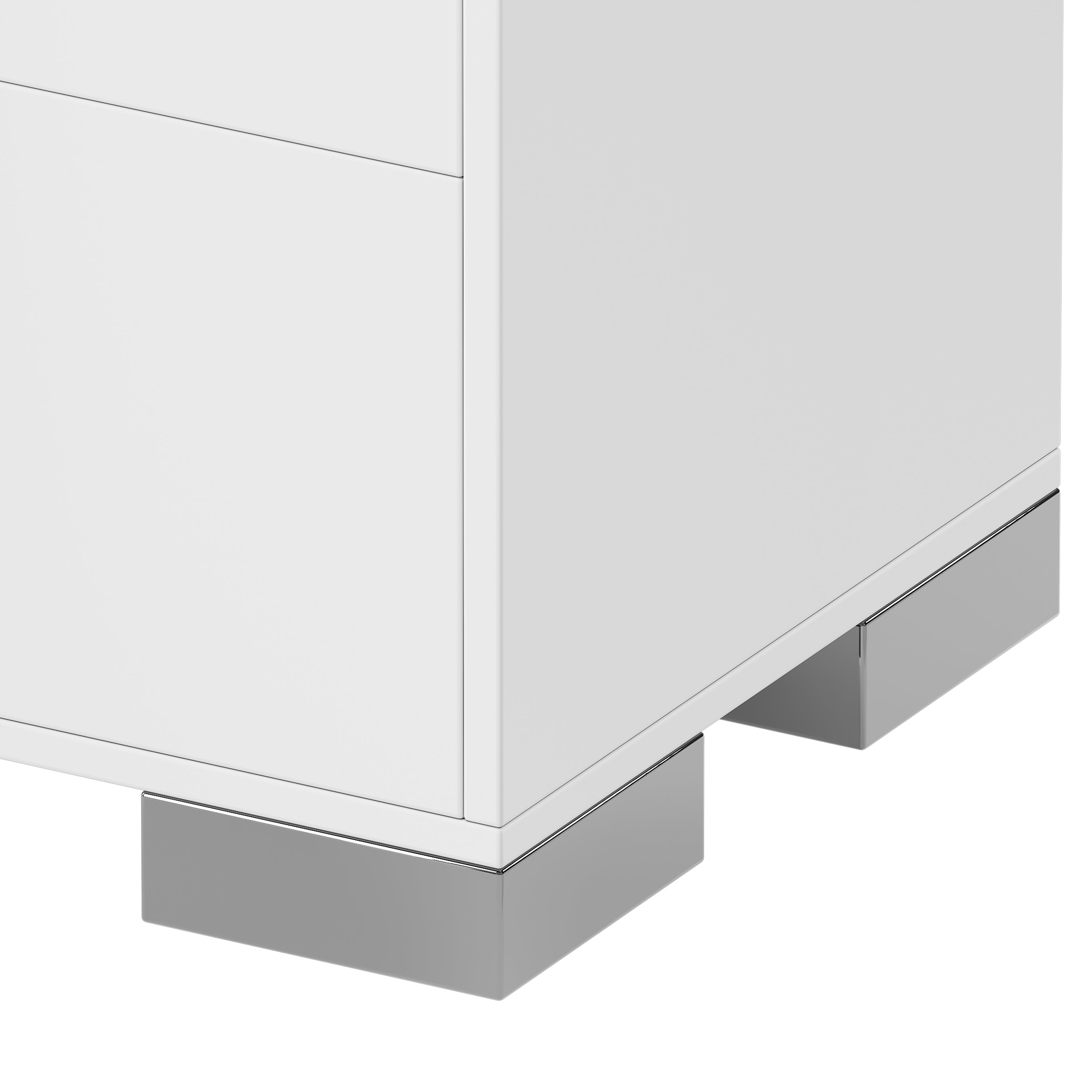 Modern End Table with Drawers, Elegant Nightstand with Metal Foot,Wood Bedside Table with Mirrored Metal Handles,Sofa Side End Table for Bedroom Living Room Office,White - Grand Goldman Shop