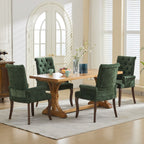 Upholstered Chenille Fabric Accent Dining Chair, Curved Solid Wood Legs, Elegant Tufted Club Dining Room Kitchen Room Arm Dining Chair, Single Pack,Olive Green,SW1895OL - Grand Goldman Shop