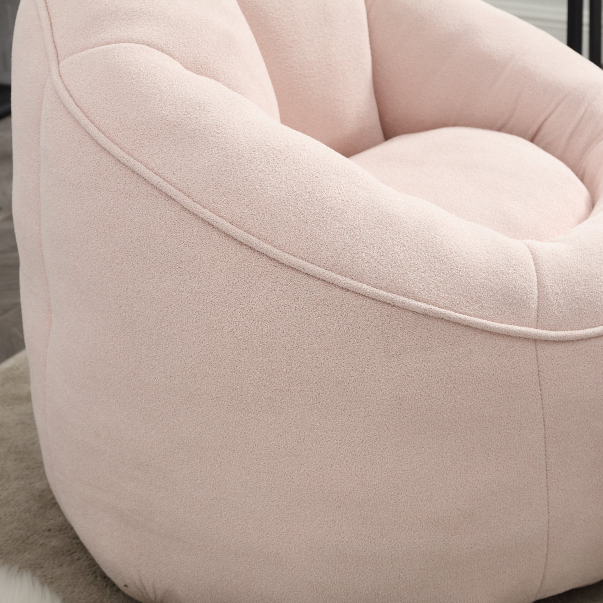 Bedding Bean Bag Sofa Chair with High-Pressure Foam and Footrest, Pink Microfiber - Grand Goldman Shop